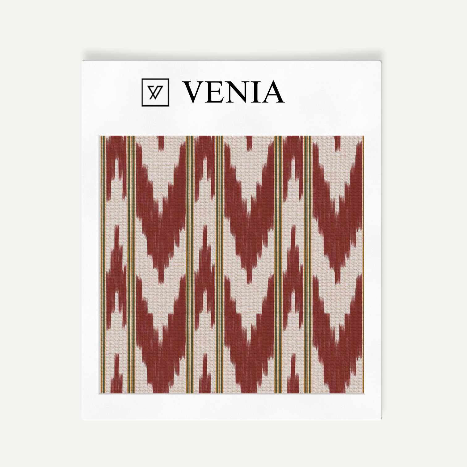 Terracotta linear wave upholstery fabric swatch by Venia Home