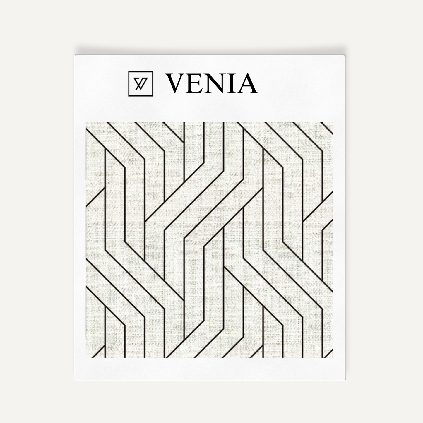 Ivory and black linear weave upholstery fabric swatch by Venia Home