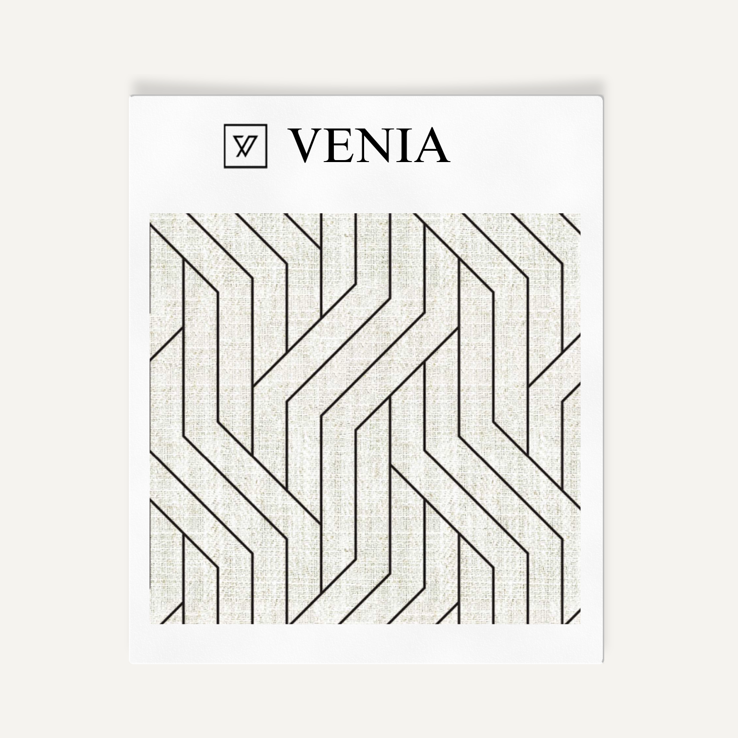 Ivory and black linear weave upholstery fabric swatch by Venia Home