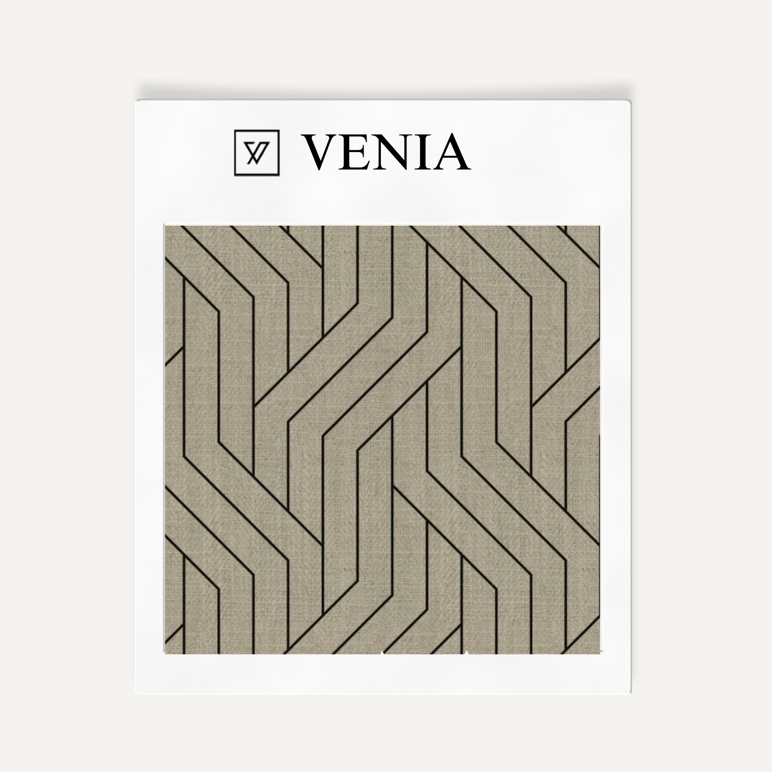 Taupe and black linear weave upholstery fabric swatch by Venia Home