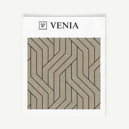 Taupe and black linear weave upholstery fabric swatch by Venia Home