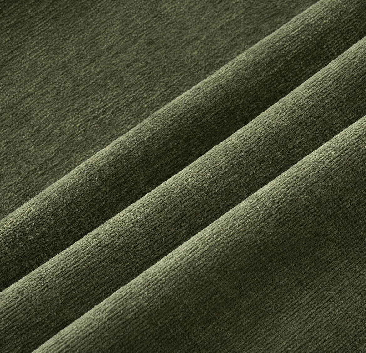 Moss green loom chenille fabric detail 1