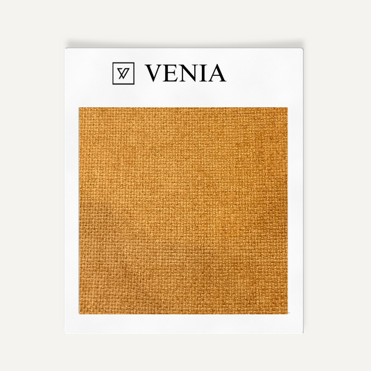 Mustard loom chenille upholstery fabric swatch by Venia Home