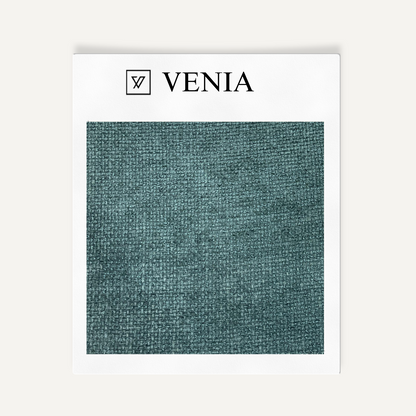 Teal loom chenille upholstery fabric swatch by Venia Home