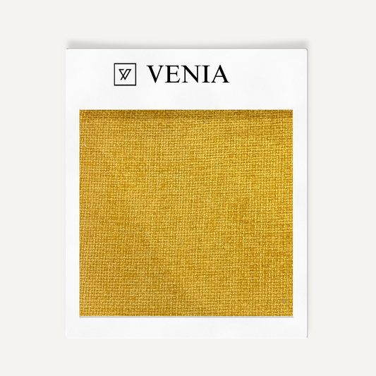 Yellow loom chenille upholstery fabric swatch by Venia Home