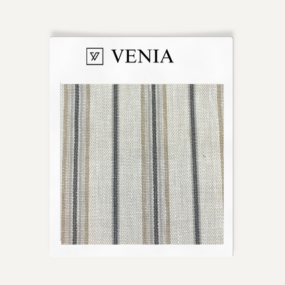Blue loop irregular stripe upholstery fabric swatch by Venia Home