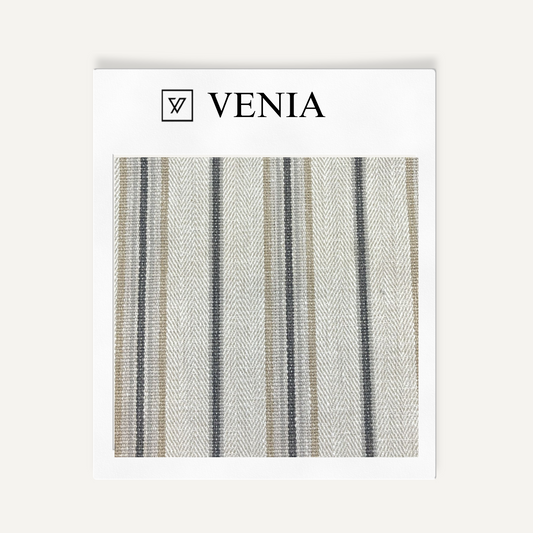 Blue loop irregular stripe upholstery fabric swatch by Venia Home