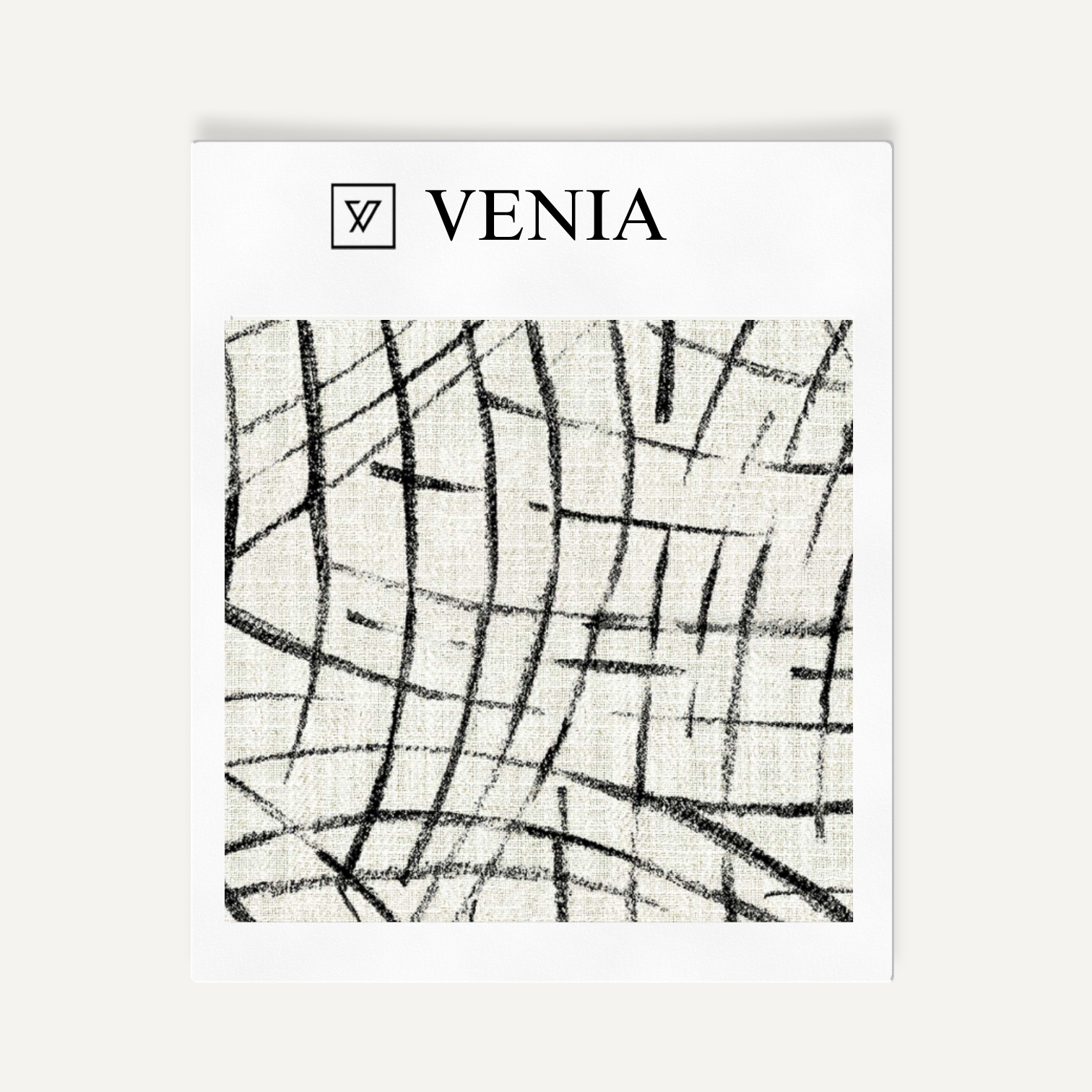 Ivory and black luna arcs upholstery fabric swatch by Venia Home