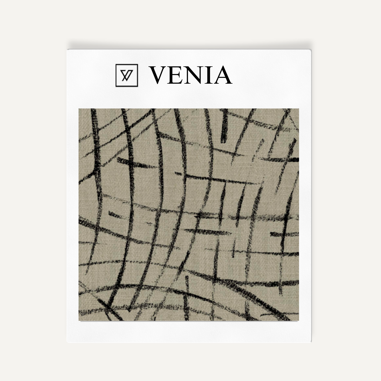 Taupe and black luna arcs upholstery fabric swatch by Venia Home