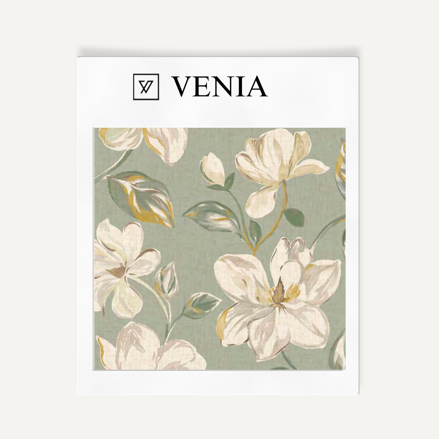 Sage magnolia bloom upholstery fabric swatch by Venia Home
