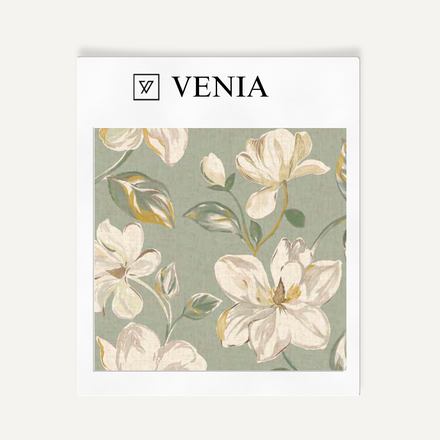 Sage magnolia bloom upholstery fabric swatch by Venia Home