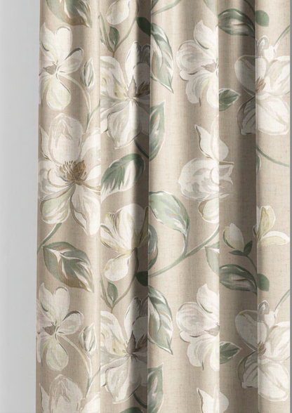 Close-up detail of sand magnolia bloom fabric