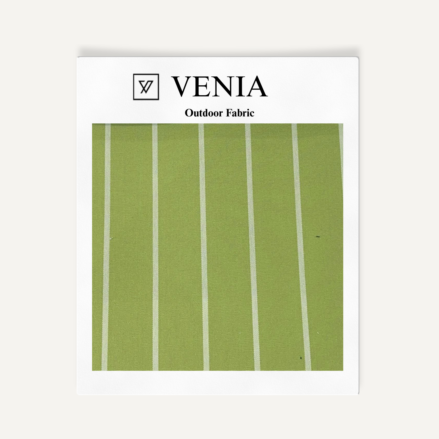 Marina Green outdoor fabric swatch in sage green and white fine pinstripe weave