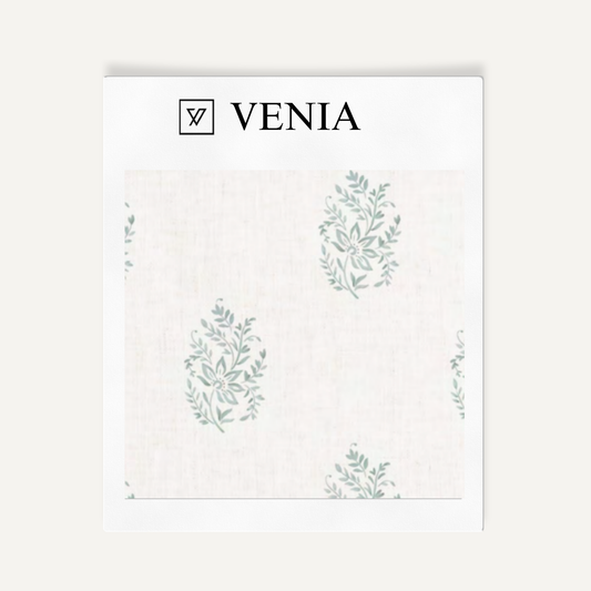 Aqua meadow buta upholstery fabric swatch by Venia Home