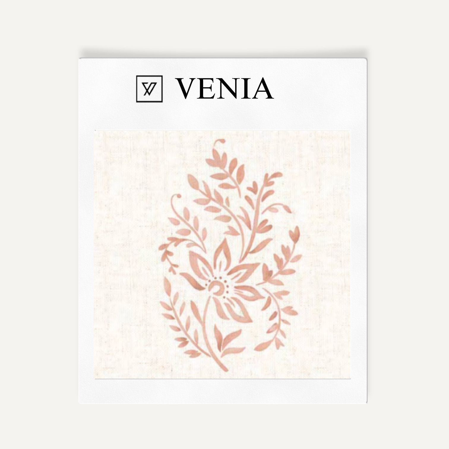 Blush pink meadow buta upholstery fabric swatch by Venia Home
