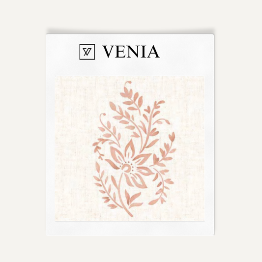 Blush pink meadow buta upholstery fabric swatch by Venia Home