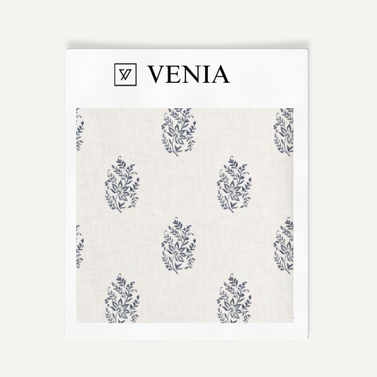 Indigo meadow buta upholstery fabric swatch by Venia Home