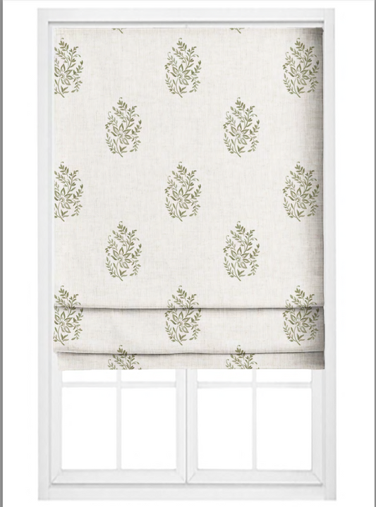 Close-up detail of olive meadow buta fabric