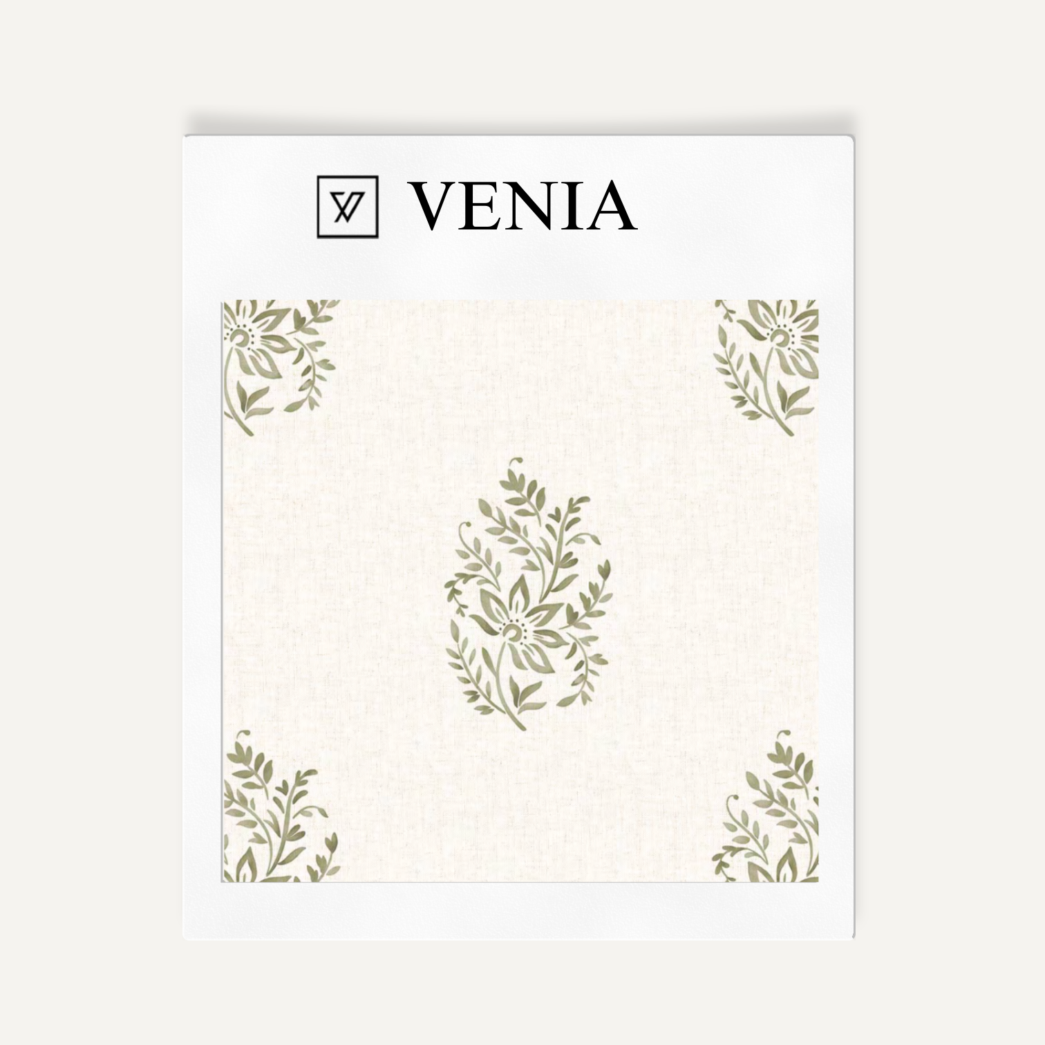 Olive meadow buta upholstery fabric swatch by Venia Home