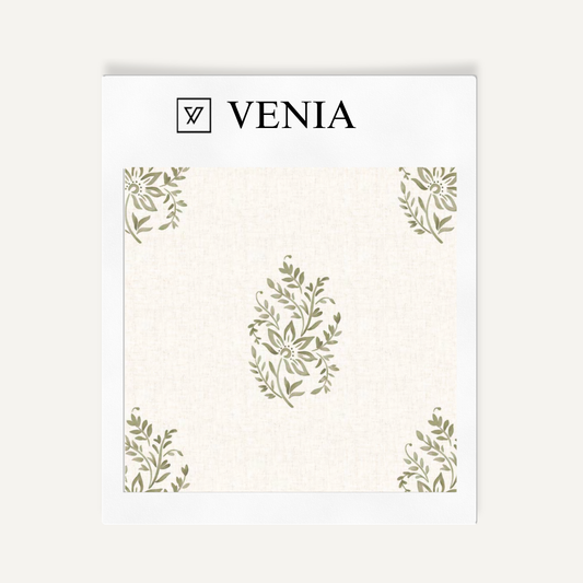 Olive meadow buta upholstery fabric swatch by Venia Home
