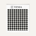 Ivory and black micro houndstooth upholstery fabric swatch by Venia Home