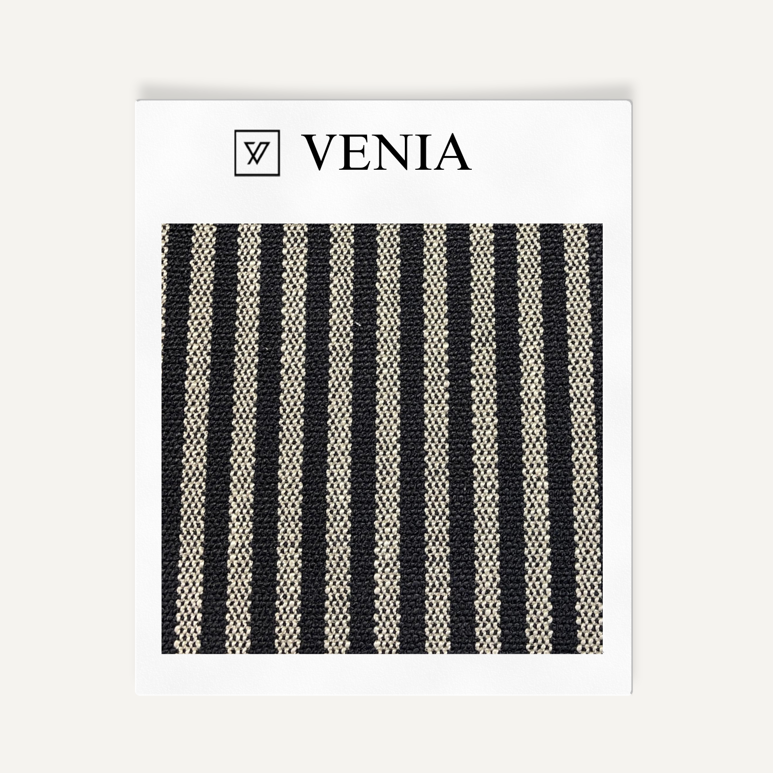 Midnight columns black and white upholstery fabric swatch by Venia Home