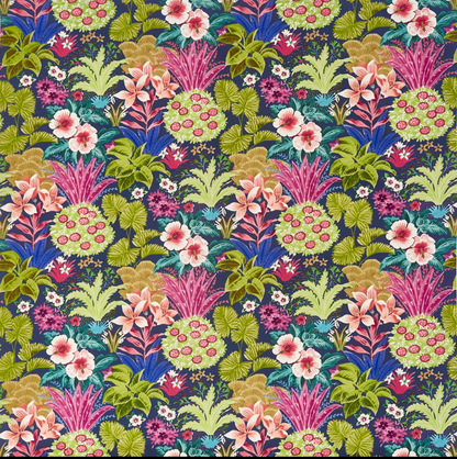Close-up detail of midnight tropic fabric