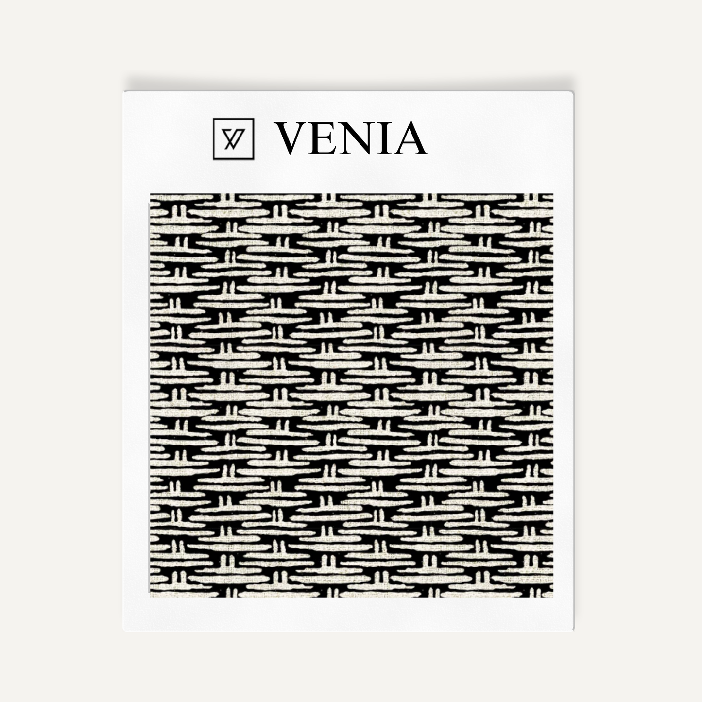 Ivory and black mini basket upholstery fabric swatch by Venia Home