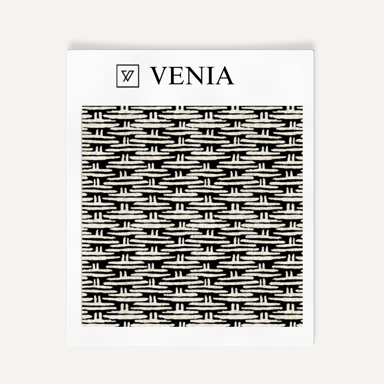 Ivory and black mini basket upholstery fabric swatch by Venia Home