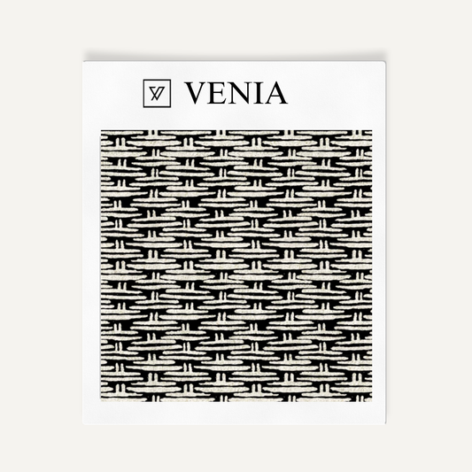 Ivory and black mini basket upholstery fabric swatch by Venia Home