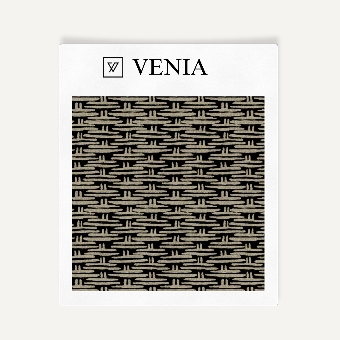 Taupe and black mini basket upholstery fabric swatch by Venia Home