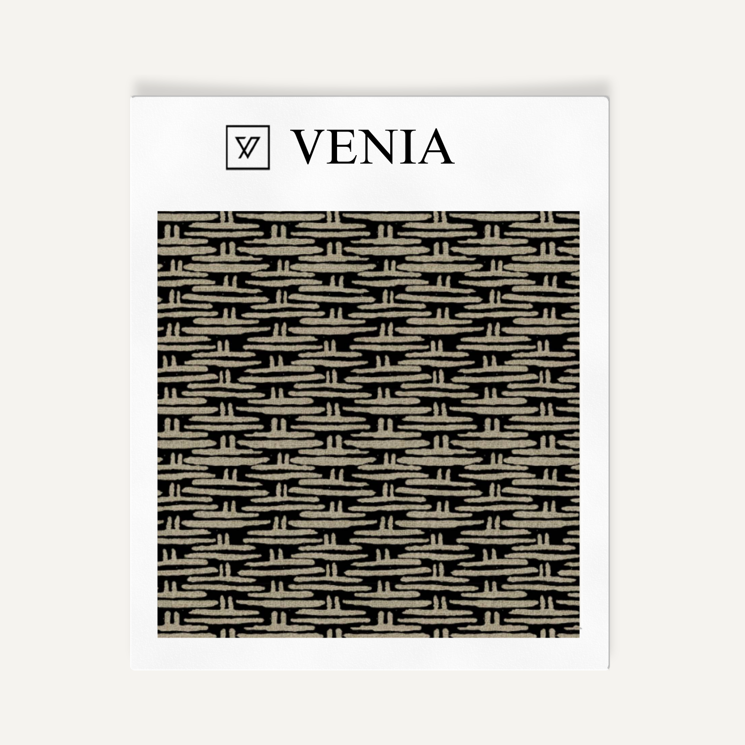 Taupe and black mini basket upholstery fabric swatch by Venia Home