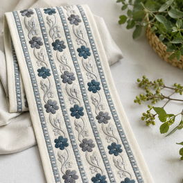 Mini Daisy Blue Embroidered Trim