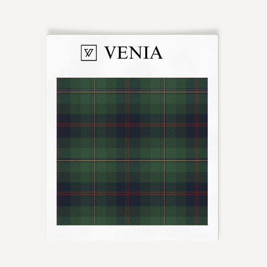 Green and blue modern grid plaid upholstery fabric swatch by Venia Home