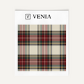 Red and ivory modern grid plaid upholstery fabric swatch by Venia Home