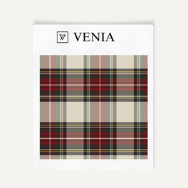 Modern Grid Plaid Fabric - Red & Ivory
