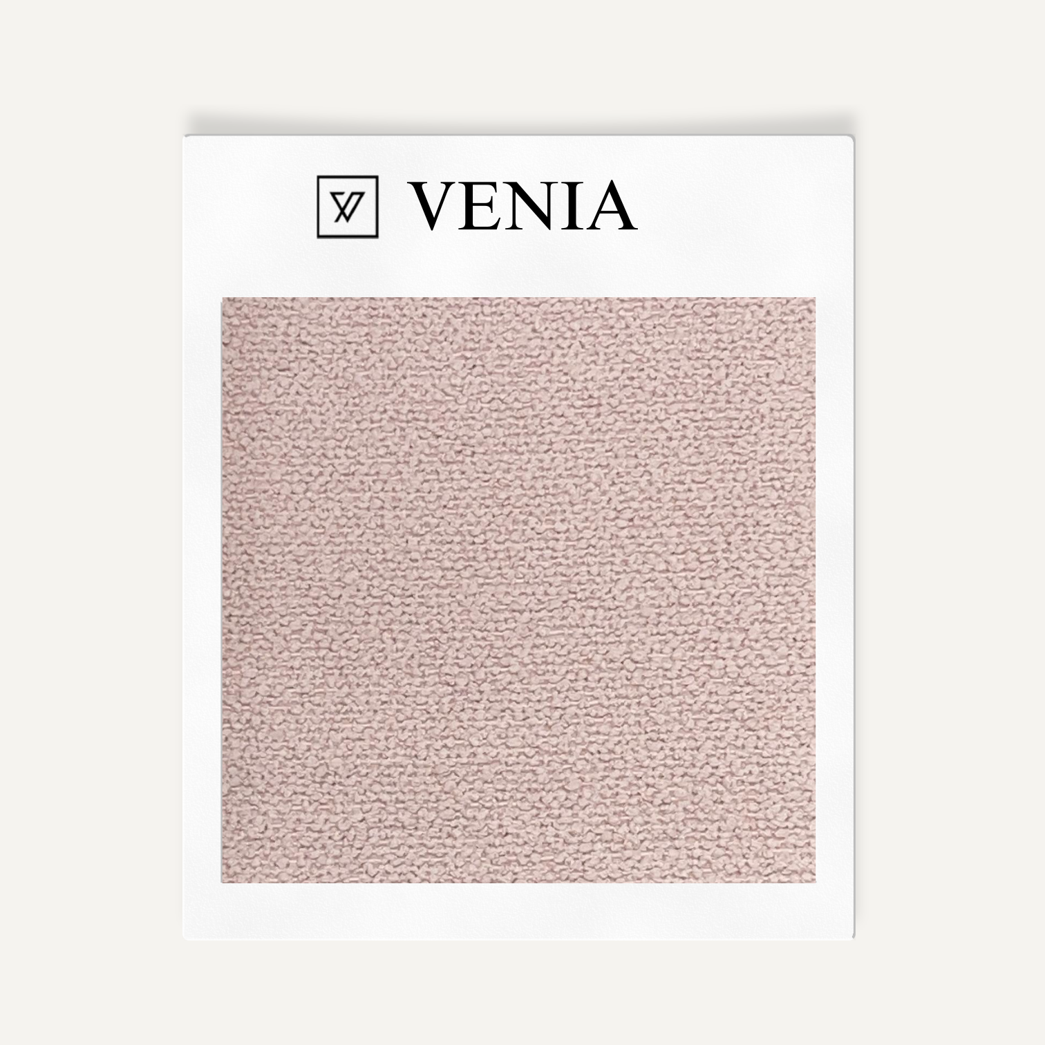 Blush pink modern luxe bouclé upholstery fabric swatch by Venia Home