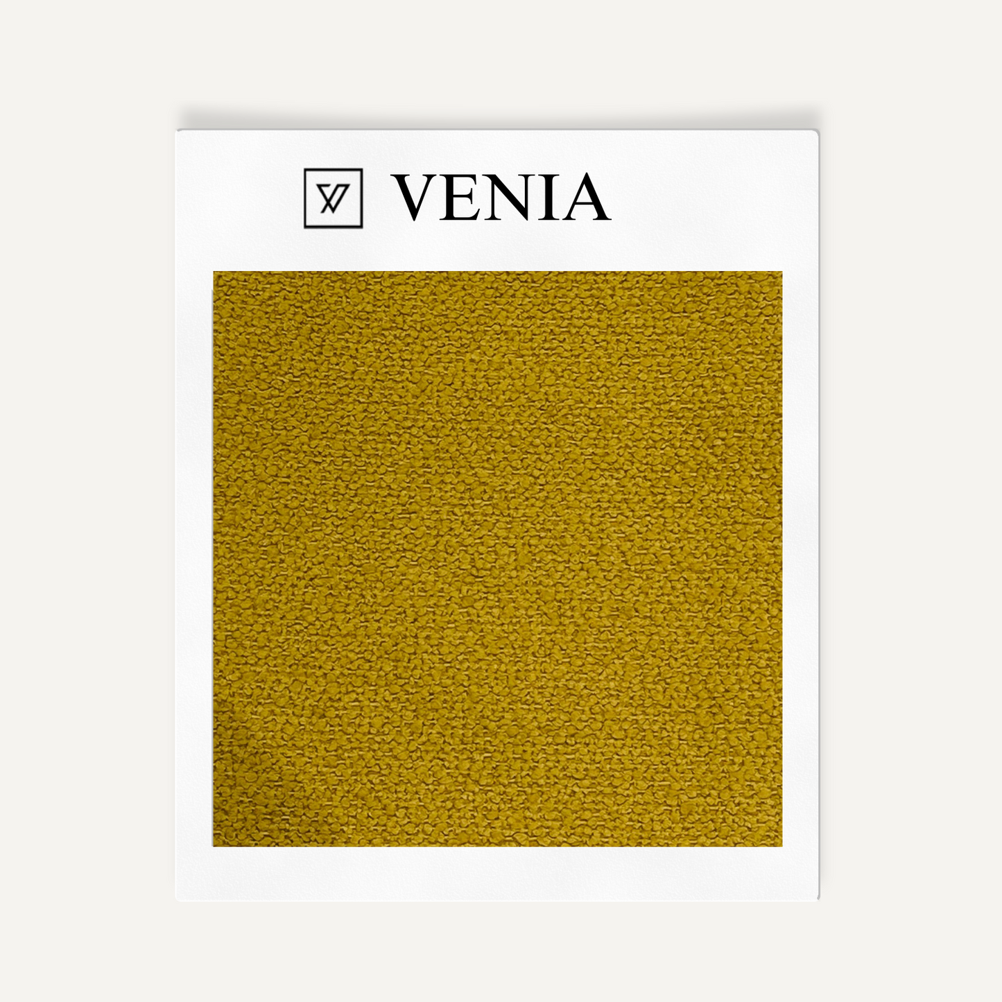 Mustard yellow modern luxe bouclé upholstery fabric swatch by Venia Home