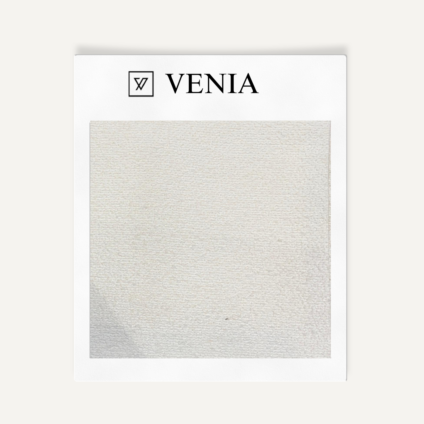 White modern luxe bouclé upholstery fabric swatch by Venia Home