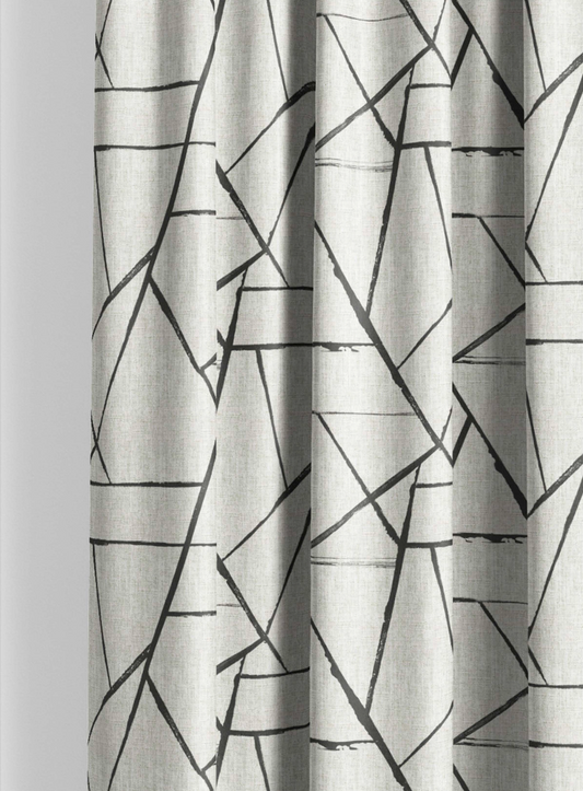 Close-up detail of ivory and black modern shard fabric