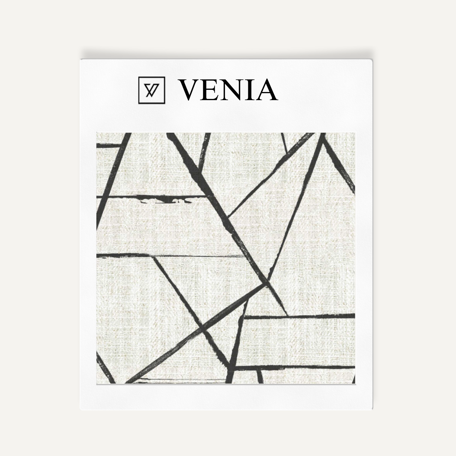 Ivory and black modern shard upholstery fabric swatch by Venia Home