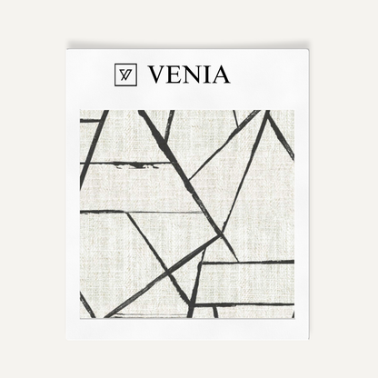 Ivory and black modern shard upholstery fabric swatch by Venia Home
