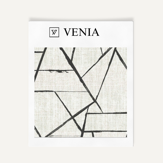 Ivory and black modern shard upholstery fabric swatch by Venia Home