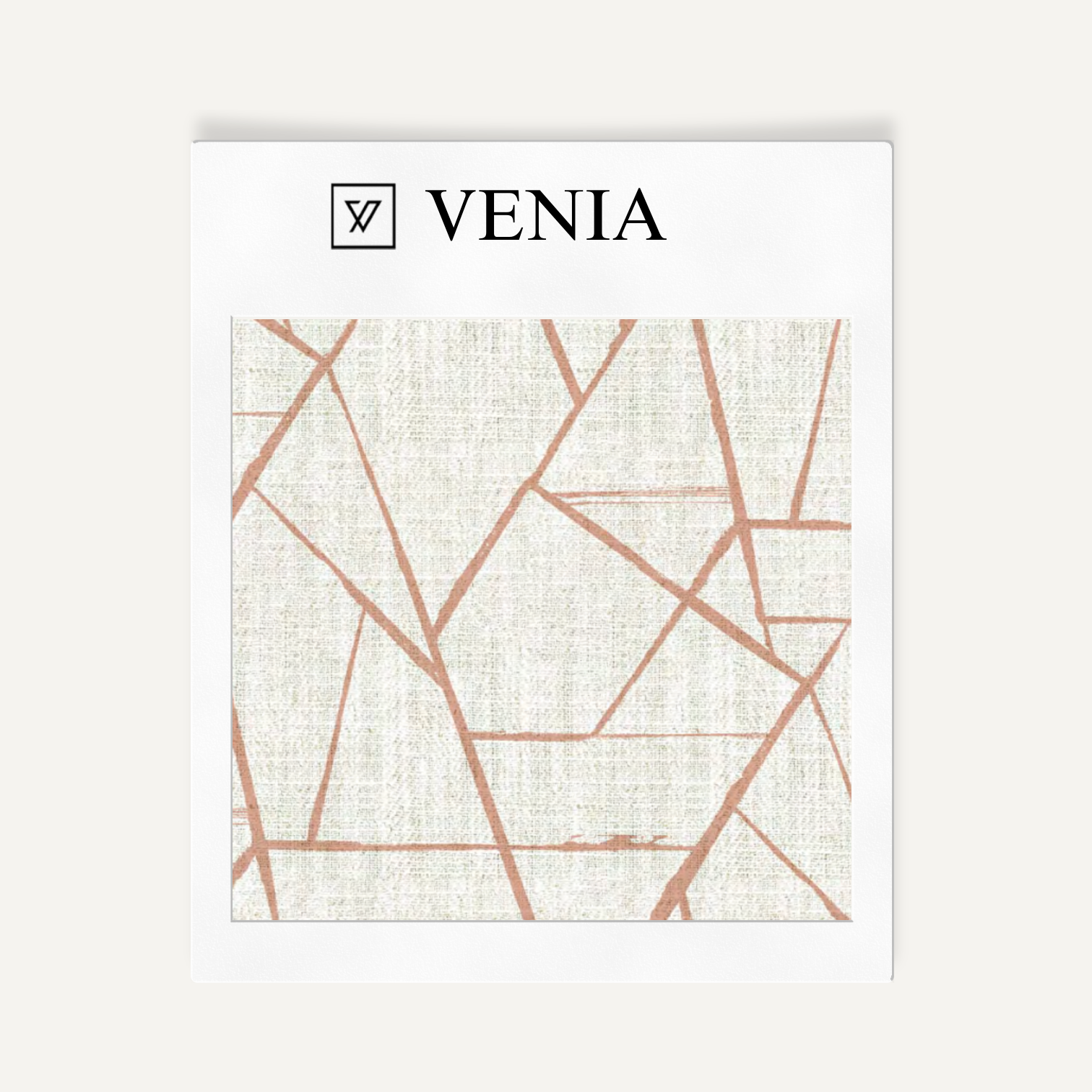 Ivory and blush pink modern shard upholstery fabric swatch by Venia Home