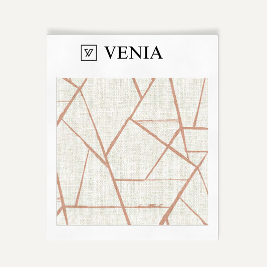 Ivory and blush pink modern shard upholstery fabric swatch by Venia Home