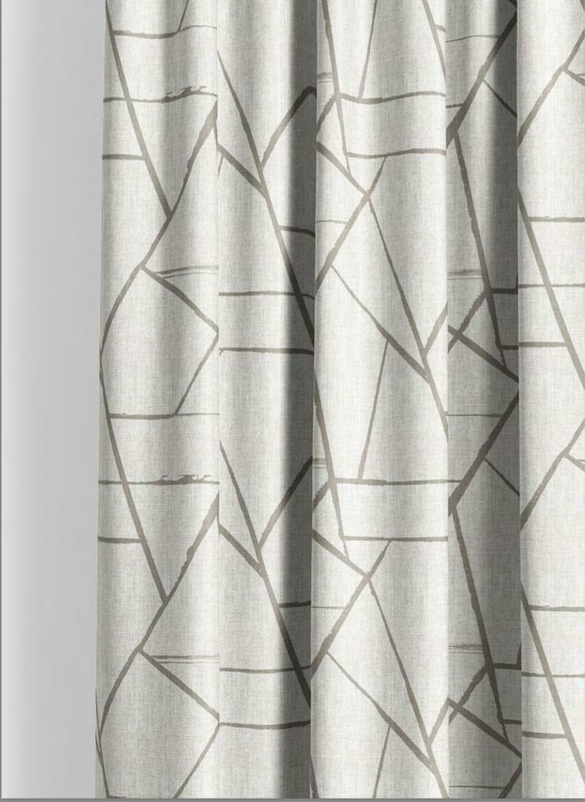 Close-up detail of ivory and greige modern shard fabric