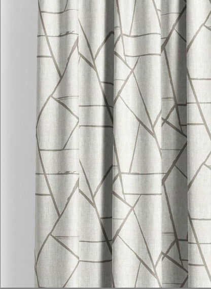 Close-up detail of ivory and greige modern shard fabric