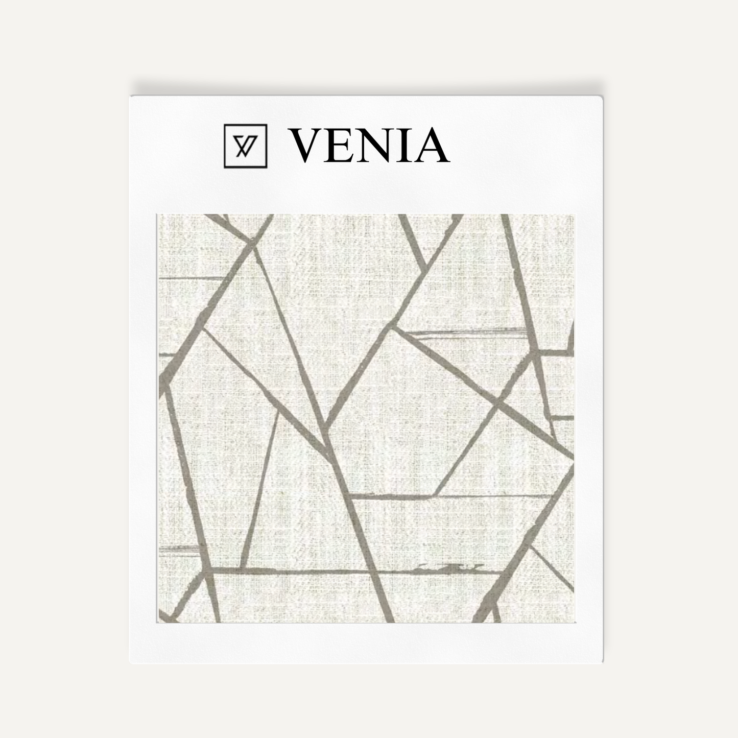 Ivory and greige modern shard upholstery fabric swatch by Venia Home