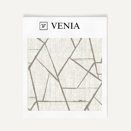 Ivory and greige modern shard upholstery fabric swatch by Venia Home