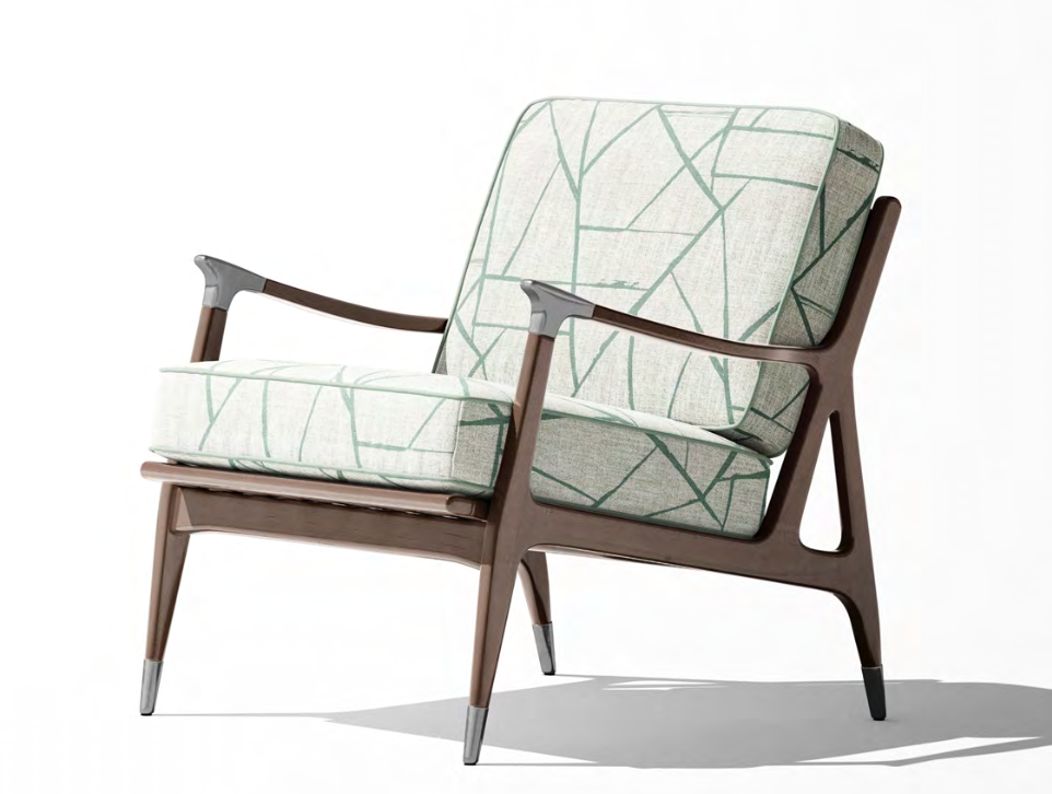 Close-up detail of ivory and jade green modern shard fabric